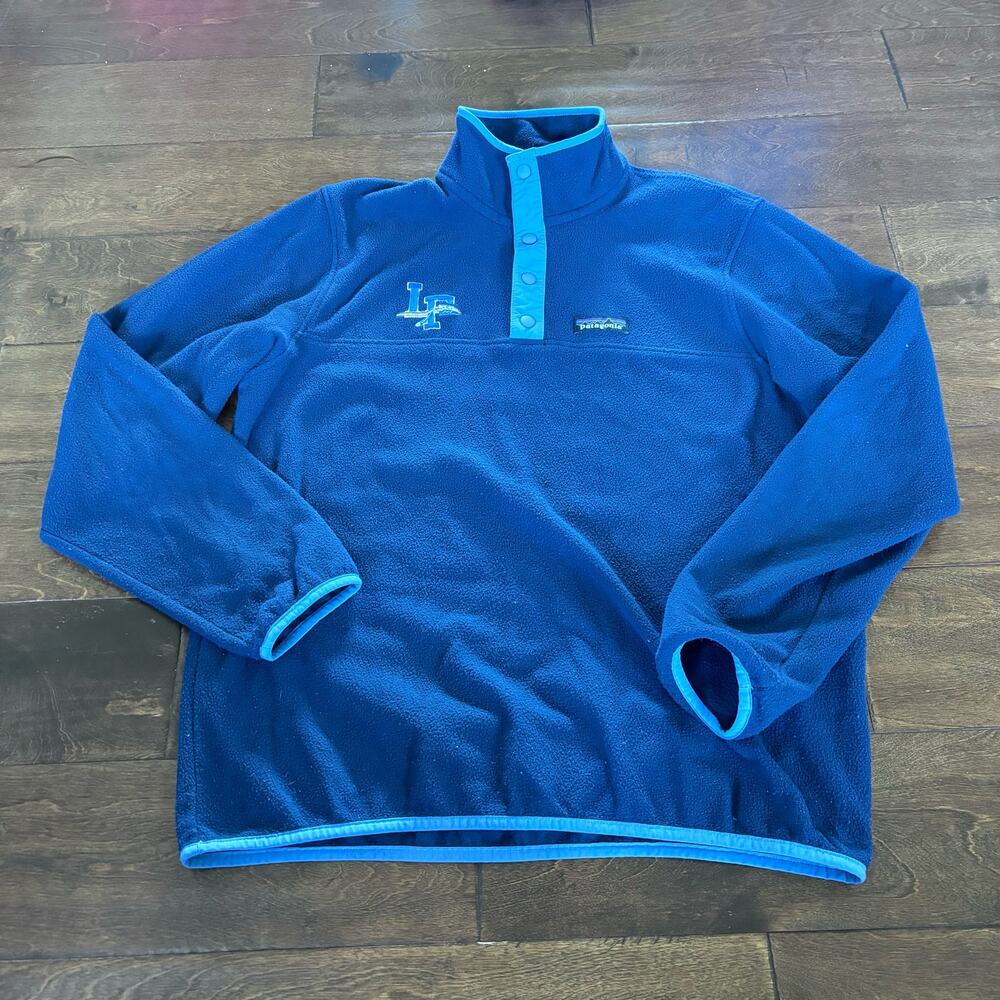 Patagonia Men's Small Snap Tee Fleece‎ Pullover Blue Lake Forrest Emrboidery